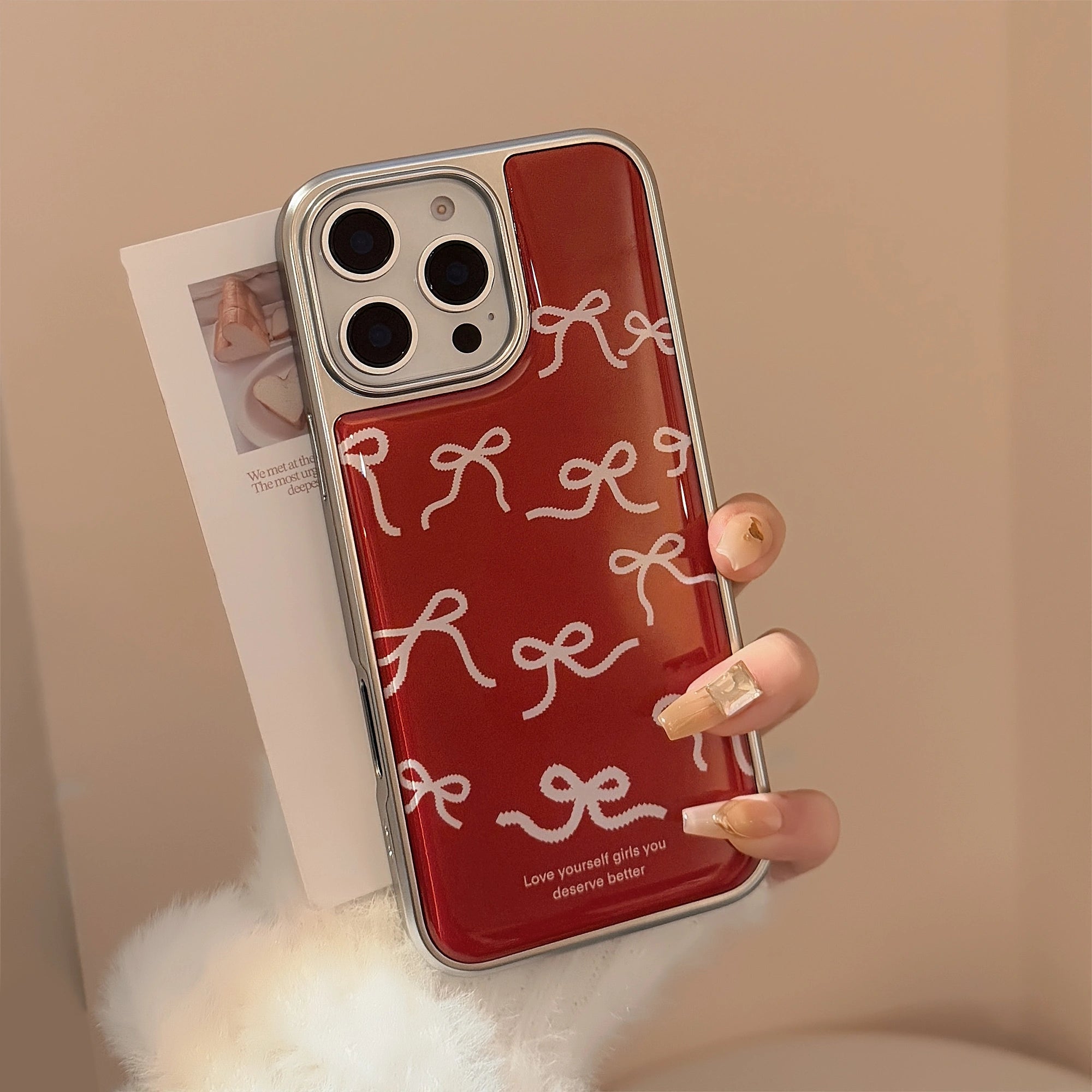 Wine & White Ribbon - iPhone Case